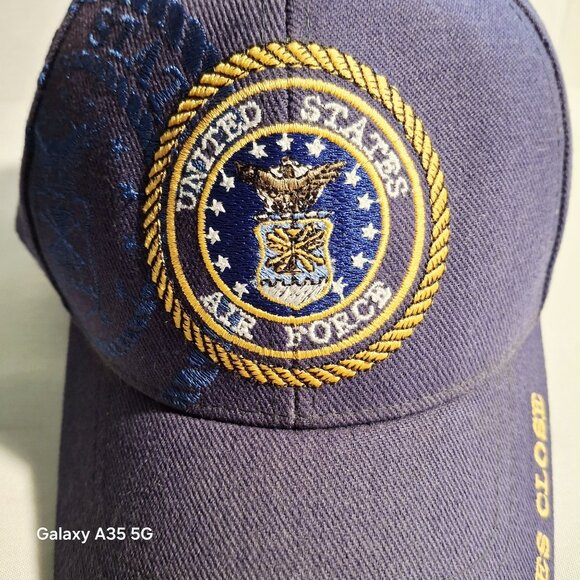 United States Air Force Navy Blue Baseball Cap With Embroidered Seal & Text "No - Picture 2 of 6